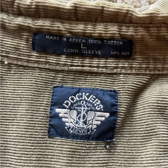 Boho retro upcycled plaid floral graphic patchwork corduroy Dockers button down - Picture 16 of 16